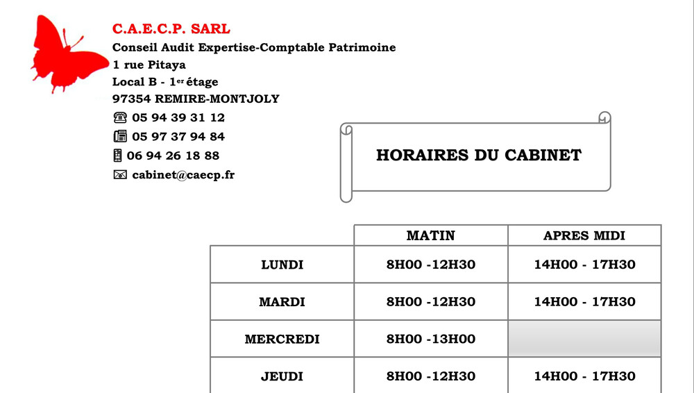 Horaires d'ouverture du cabinet